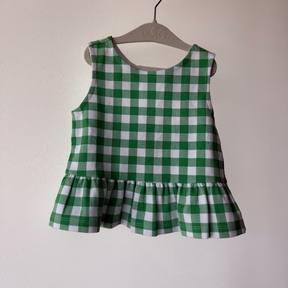 Janie and Jack Green and White Checkered Tank Top